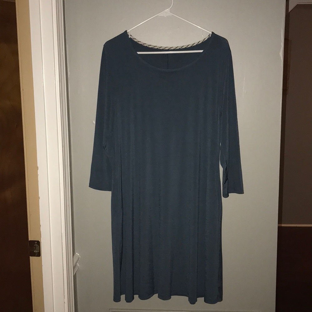 Slate blue dress with pockets - Picture 4 of 5